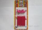 Glittering Stick Red Pillar Candles 10Pcs Paraffin Wax Material With Candle Seat