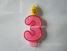 Party Decoration Rose 3rd Number Birthday Candles With Color Polka Dot Yellow Smile Face