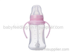 Anti-slip PP Baby Feeding Nursing Bottle Normal Neck With Handle 180ml