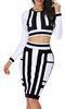 Glamorous Two Piece Bandage Dress Vertical Stripes For Modern Girls