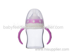 Wide Neck Glass Baby Feeding Bottle With Double Colors Handle 150ML