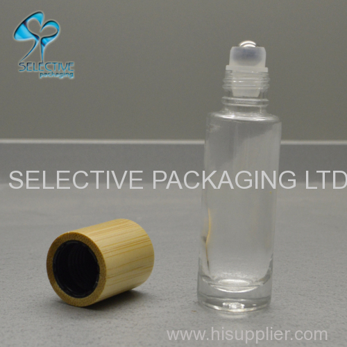 empty 10ml bamboo screw cap top roll on glass perfume bottle
