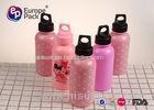 Portable Cute Pattern Refillable Pink Kids Plastic Water Bottles With Lid