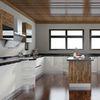 Transitional U Shaped Laminate Kitchen Cabinets Wood Grain / White Color Door