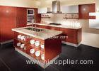 Red Oak Color Wood Veneer Kitchen Cabinets Stainless Steel Sink And Faucet