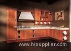 L Shaped Appartment Solid Wood Kitchen Cabinets Antique Red With Dtc Hinges