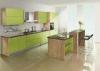 Apple Green Wood Grain UV Kitchen Cabinet With Coffee Solid Surface Countertops