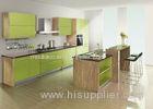Apple Green Wood Grain UV Kitchen Cabinet With Coffee Solid Surface Countertops