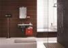 European Style Red Lacquer Bathroom Vanity Cabinets Waterproof Board Free Standing