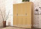 Dressing Room Hinged Door Wardrobes Wooden With Drawers Yellow Hinged Panel
