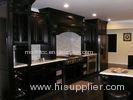 European Dark Black Solid Wood Kitchen Cabinets With White Marble Countertops