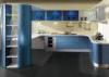 Blue Lacquer Finish Painted Kitchen Cabinets Contemporary Style Hotel Project