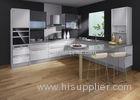 Custom Waterproof Modern Kitchen Cabinets White Laminate Black Lacquer Finish