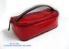 Red Rectangle PVC Soft Ladies Toiletry Bag Waterproof With Clear Window