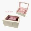 Square Casual Fancy Leather Makeup Box Inside Mirror Environmental Friendly