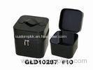 Black Luxury Leather Jewelry Box Handmade With Mirror For Storage