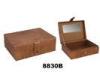Luxury Decorated Brown Leather Paper Gift Box Customized Logo With Mirror