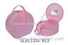 Fashion Ladies Makeup Box Personalized Cosmetic Travel Train Case Round Shape