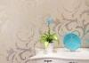 Removable Embossed PVC Vinyl Wallpaper for Living Room Creamy White Leaf Pattern