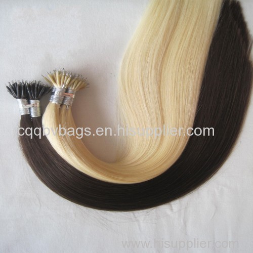 Best quality 100% human hair italian keratin russian nano ring wholesale hair extensions