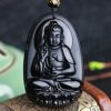 Natural Obsidian Necklace Fashion Black Ruyi Guan Yin Pendant For Women Men Vintage Fine Jade Jewelry Ornaments 55*35mm