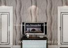 Grey Removable Wall Coverings / Contemporary Bedroom Wallpaper With Curve Line Pattern