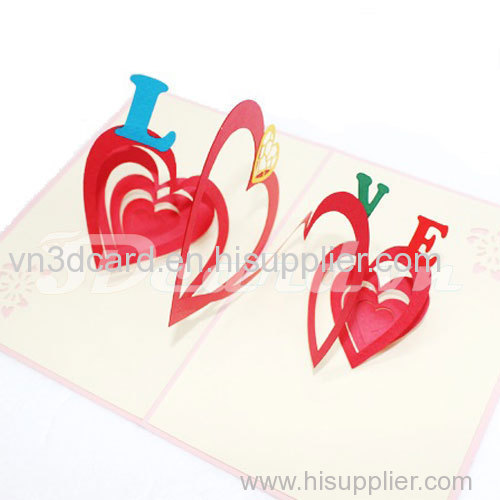 Love Heart-Love card-Birthday card-3D card-Pop up card-Handmade card-Paper cutting-Laser cut