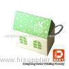 House Shaped Candy Custom Printed Packaging Boxes Green Fancy With Handles