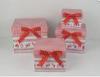 Square Cardboard Gift Storage Boxes CMYK Printing With Red Ribbon