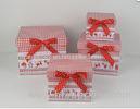 Square Cardboard Gift Storage Boxes CMYK Printing With Red Ribbon