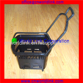 China 45L New Design Rolling Plastic Supermarket Shopping Plastic Handle Basket