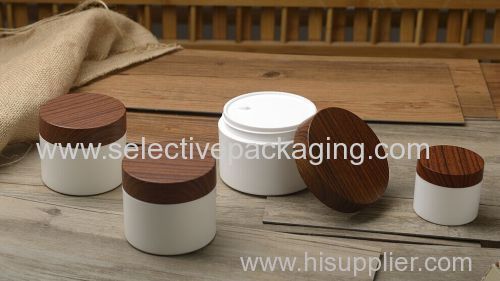 PP bottle plastic cream jar cosmetic container with wood lids