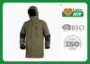 Olive Color Waterproof Rain Jacket For Hiking / Fishing / Hunting