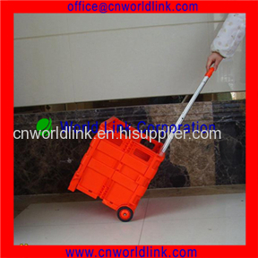High Quality 2 Wheel Plastic Shopping Folding Cart Trolley 