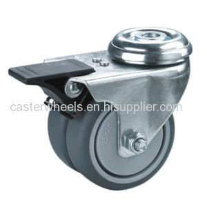 Twin wheels caster with bolt hole