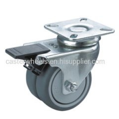 Twin wheels caster with brake