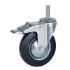 Rubber caster with brake