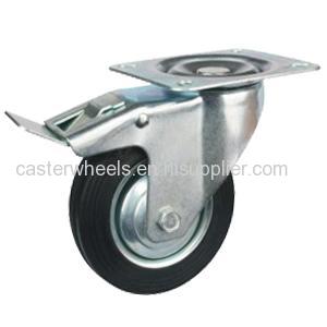 Swivel Rubber Caster With Brake