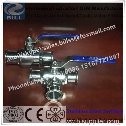 Sanitary Stainless Steel 2/3 way tri clamp ball valve