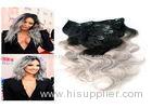Natural Black and grey 100% Clip In human Hair Extensions Silky Straight Human Hair