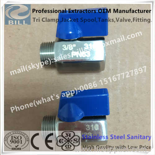 Stainless Steel Pn63 Mini Ball Valve threaded npt