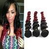 Natural Red Human Hair Extensions Ombre Remy Hair Weave 1B / 99J Loose Wave Hair 10&quot;-30&quot;