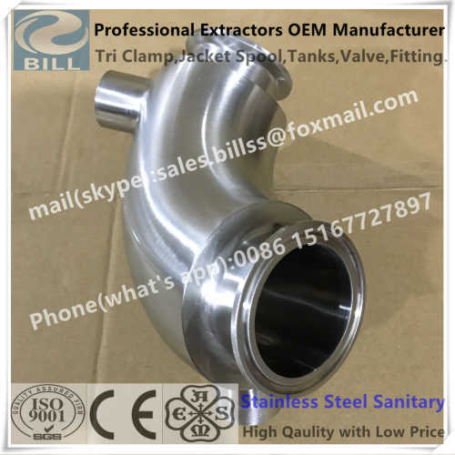 Sanitary Stainless Steel Jacketed 90 degree elbow with threaded as outlet