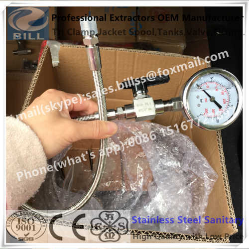 Stainless Steel pressure instrument Meter with hydraulic teflon hose fittings