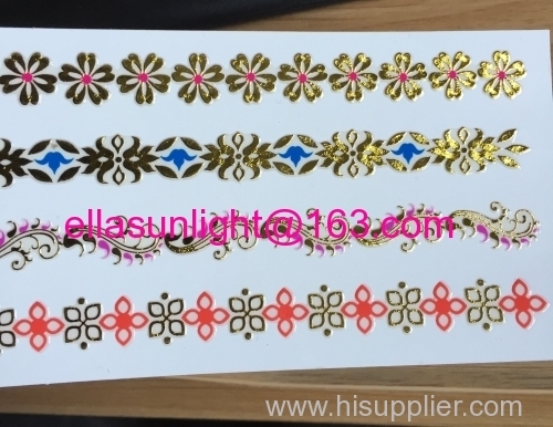 golden foil long hair tattoo sticker