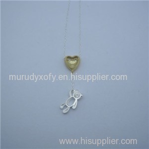 Golden Heart Silver Pendants Necklace Jewellery SSN012
