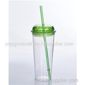 Hot Sale 650ML AS Single Wall Clear Tumbler With Lid Plastic Tumbler With Straw Drinking