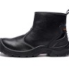Long Cut Black Leather Waterproof Work Shoe