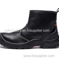 Long Cut Black Leather Waterproof Work Shoe
