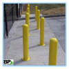 powder coated yellow and galvanized surface mounted steel bollards